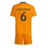 Real Madrid Eduardo Camavinga #6 Fußballbekleidung Auswärtstrikot Kinder 2024-25 Kurzarm (+ kurze hosen)